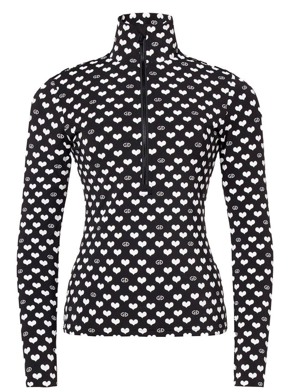 Goldbergh Cuori Heart Print Base Layer Top Black White Pully NWT Size Small